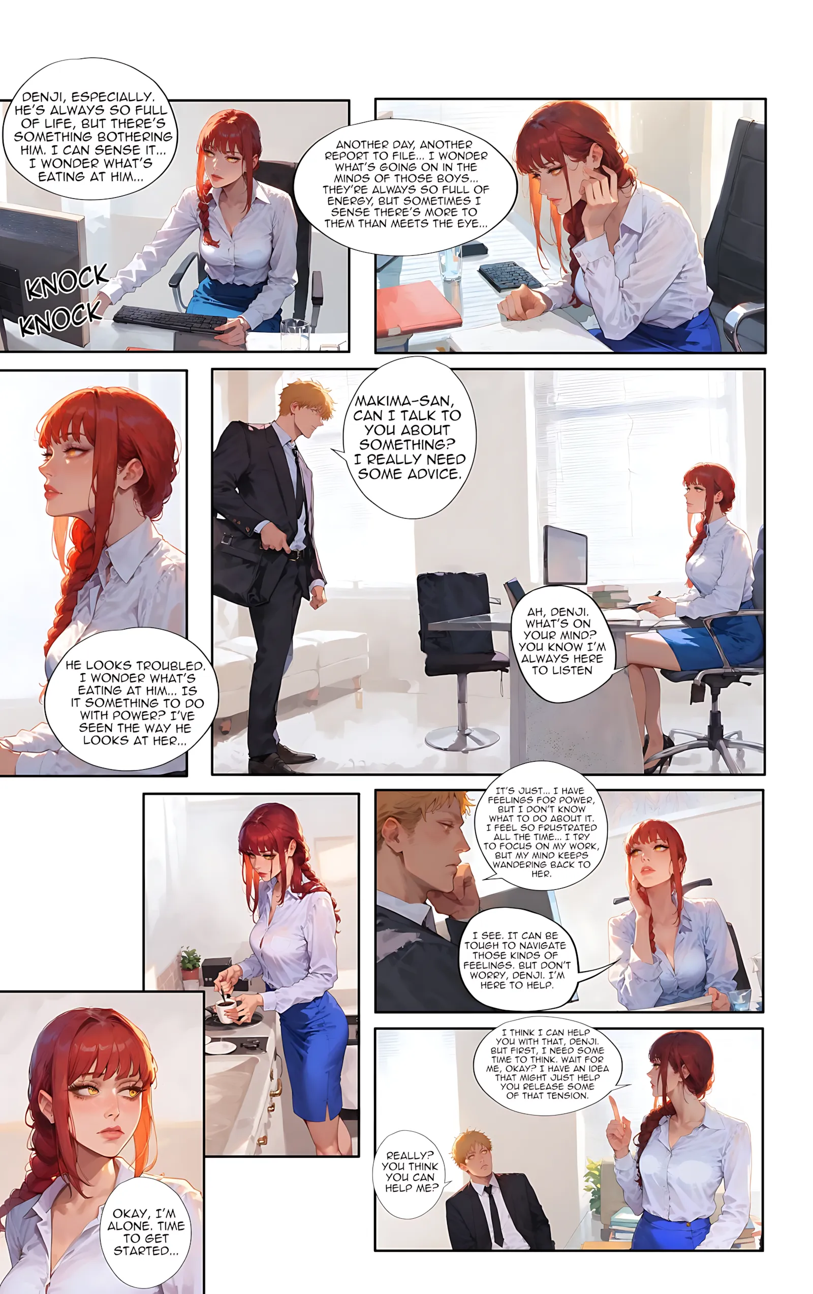 Playful Sloth- AI Comics, 6. The Devil's In The Details Makima's Unwaverin Support For Denji, page 2 of 8
