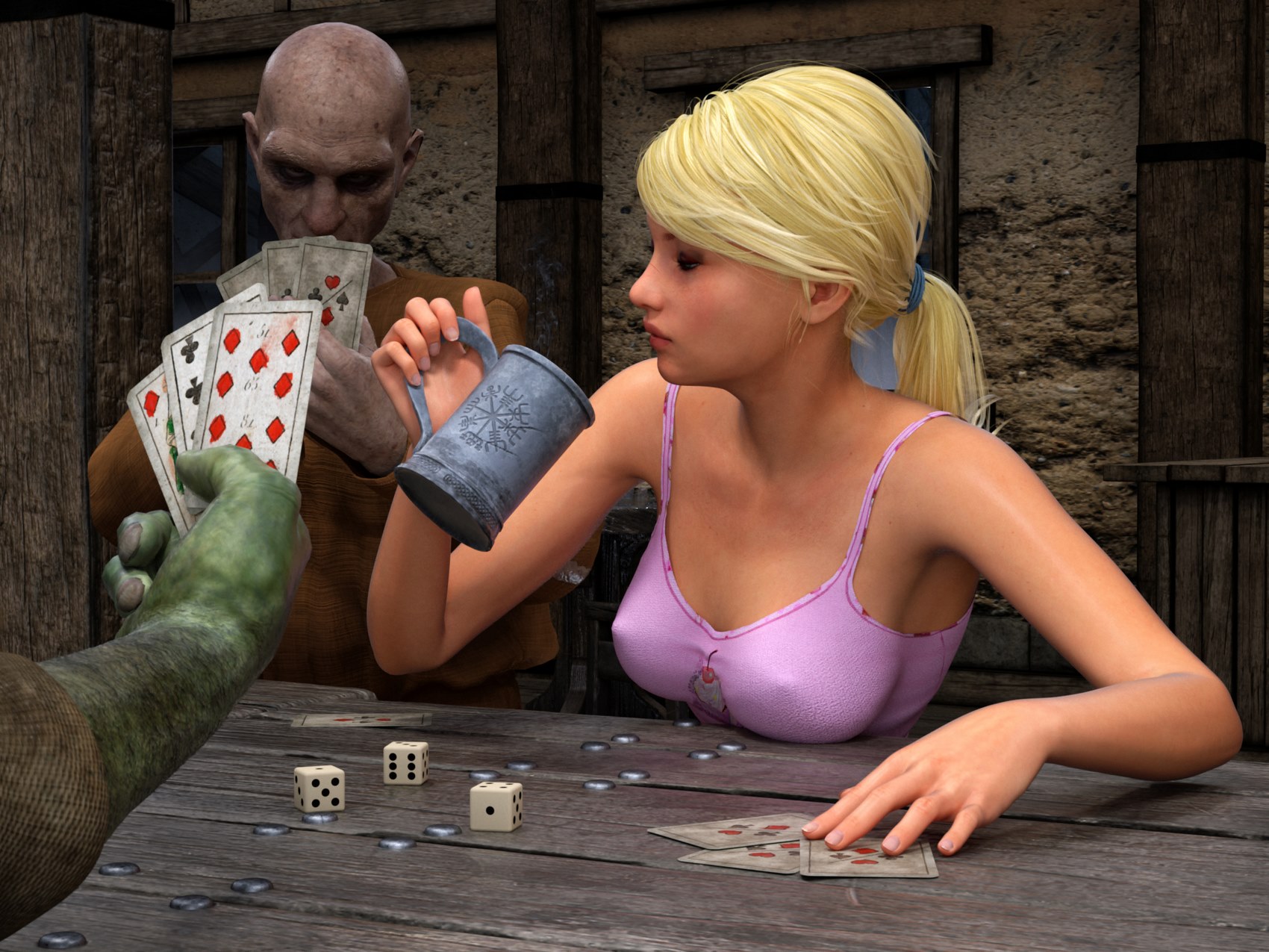 Elaine Strip Poker [Hibbli3D], Elaine Strip Poker, page 8 of 59